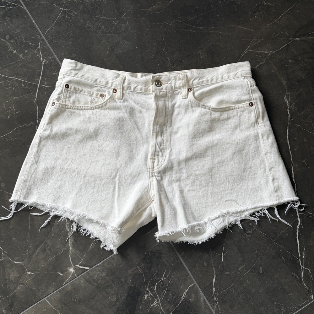 Agolde off white denim shorts